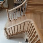 T shaped curved timber staircase